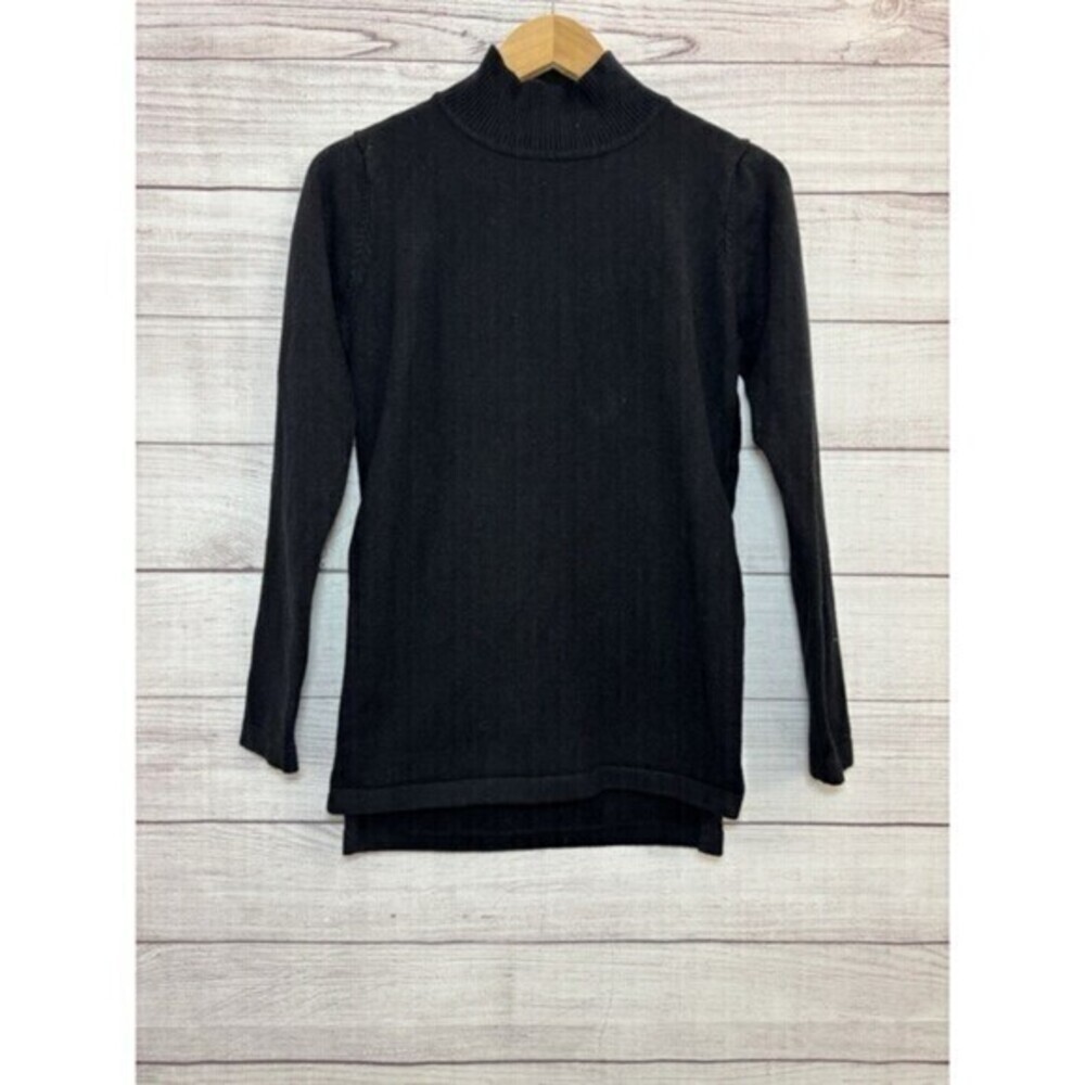 Lulus Embrace the Season Black Color Block Turtleneck Sweater Size SMALL